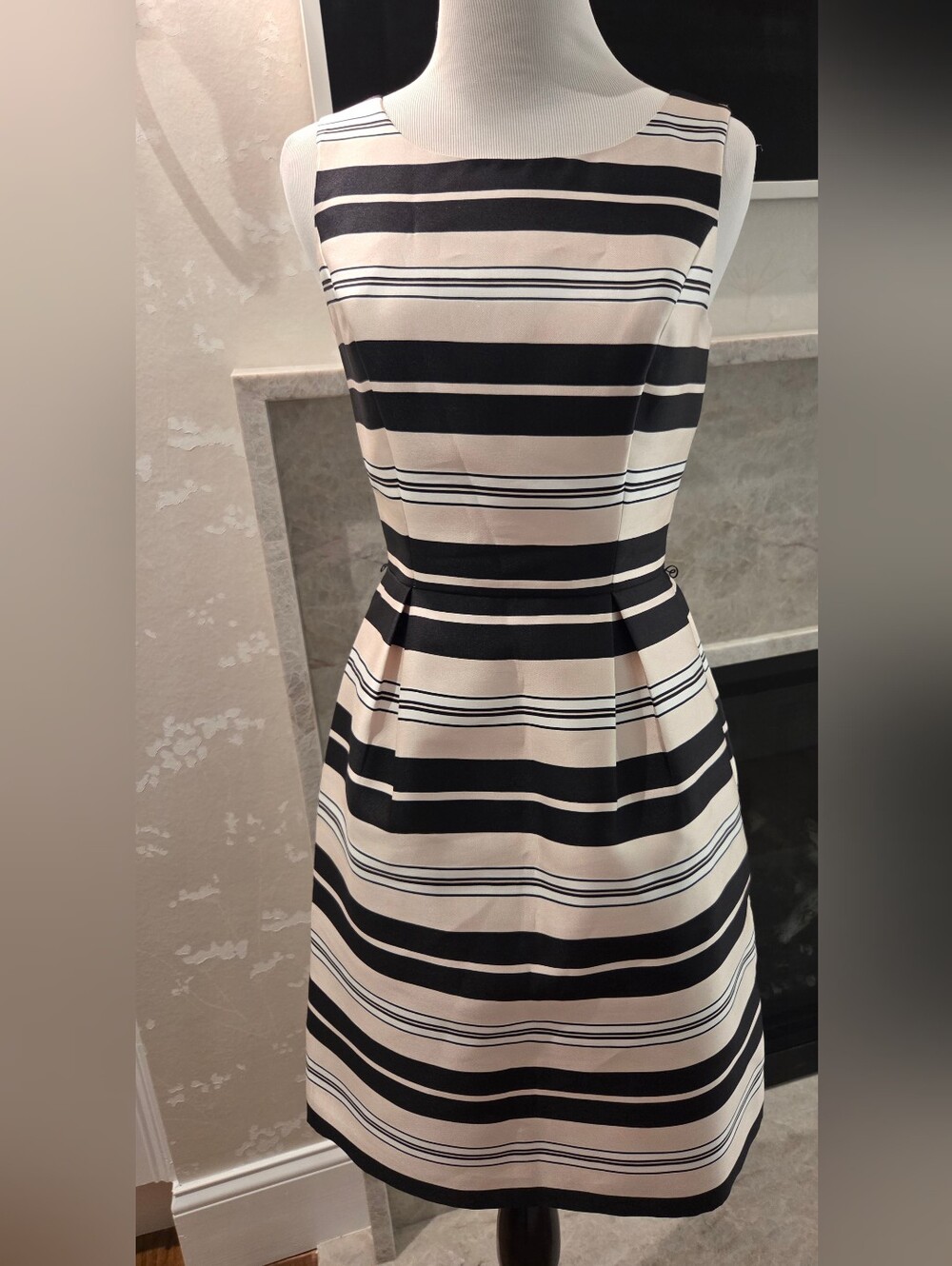 White House Black Market Striped Fit-and-Flare Midi Dress